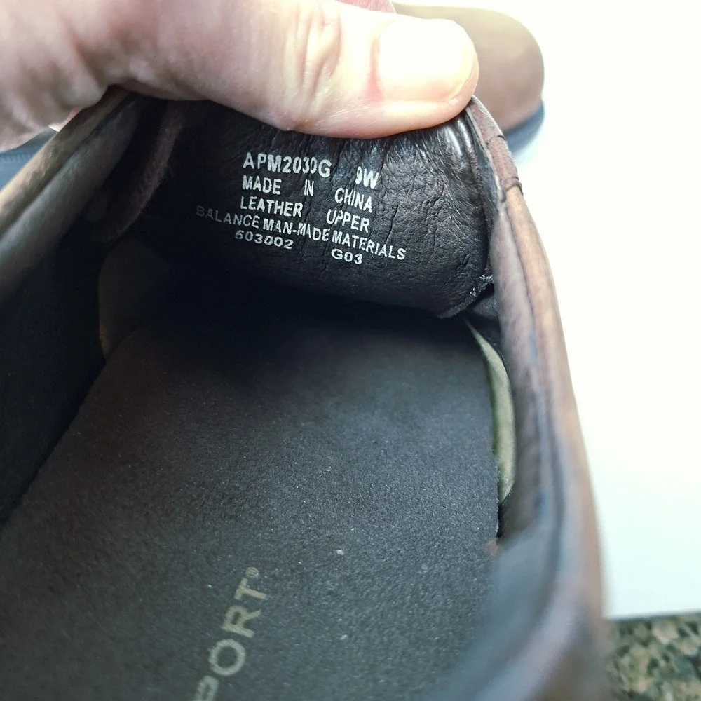 Rockport Men's 9W Leather Suede Brogue Saddle Dress Shoes Square‎ toe Oxford